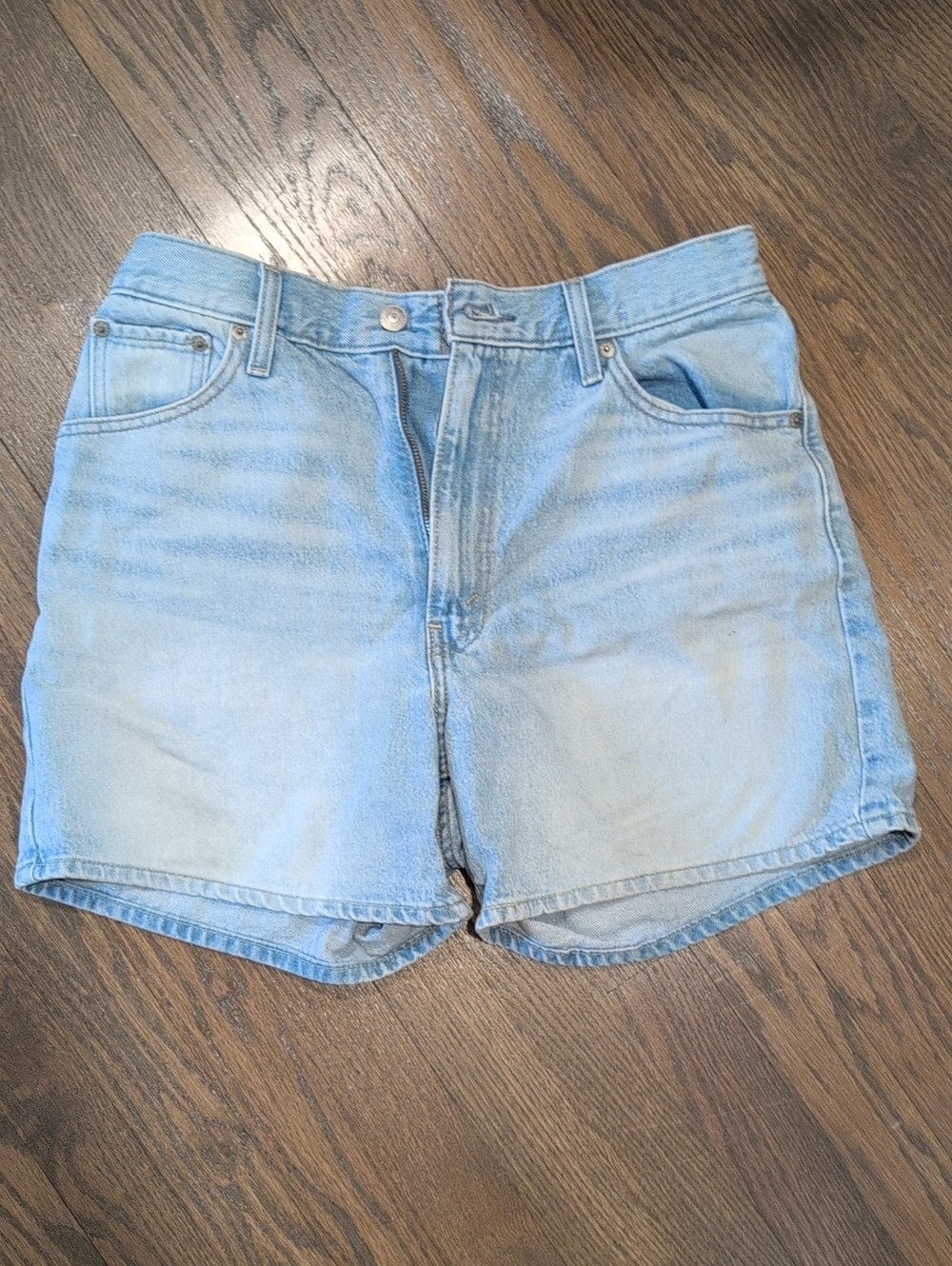 Levi's Light Wash High-Rise Cinch Denim Shorts